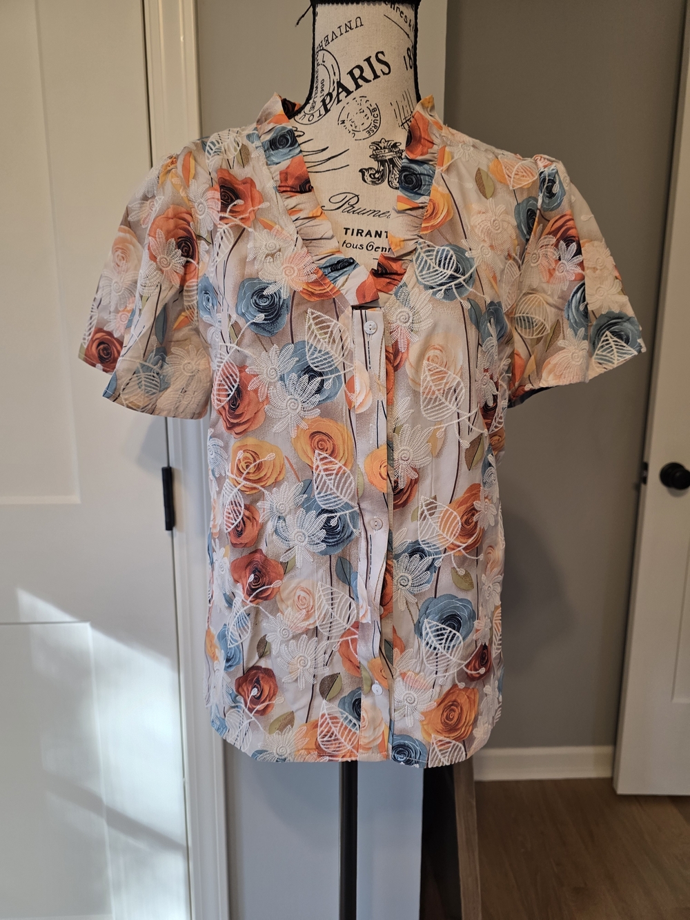 Fall Floral Blouse in Multi-Color-NWT